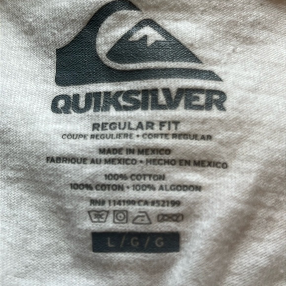 Coolest Quicksilver Mens white Logo GraphicSS Tee Sz L - Picture 10 of 10